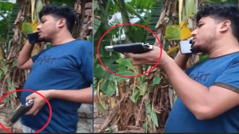 অস্ত্র হাতে যুবকের ভিডিও ভাইরাল